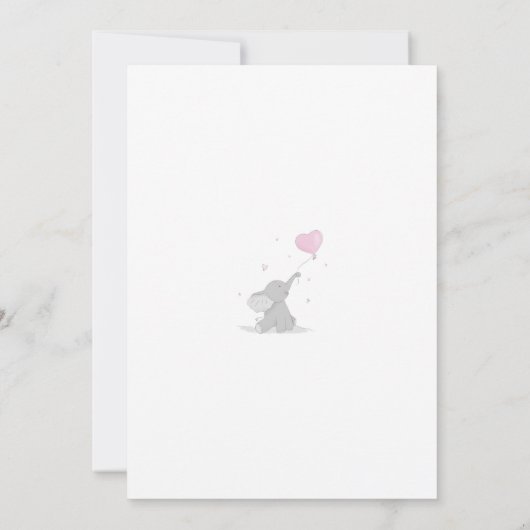 Cute Elephant with Balloon Baby Shower Einladung (Rückseite)