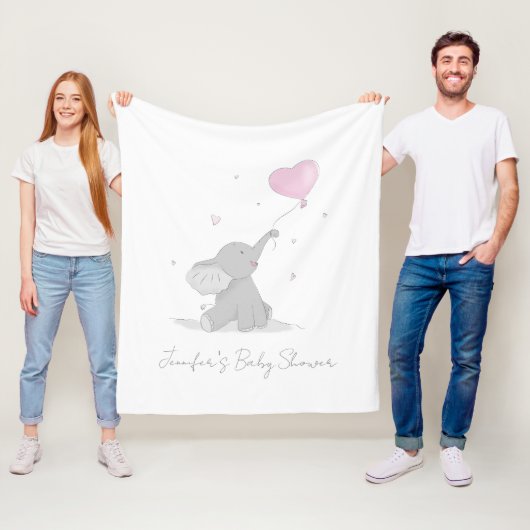 Cute Elephant with Balloon Baby Shower  Fleecedecke (Beispiel)