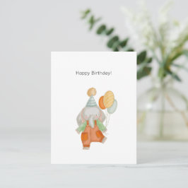 Cute Elephant With Balloons Happy Birthday Card Postkarte