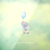 Cute Elephant With Blue Balloon Name Sticker (Blatt 3)