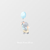 Cute Elephant With Blue Balloon Name Sticker (Blatt)