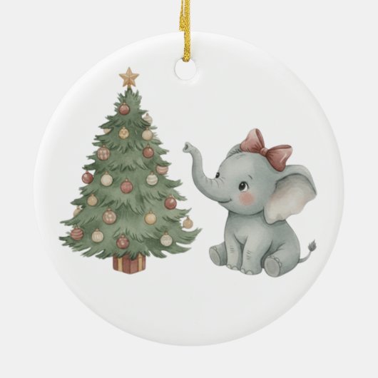 Cute Elephant with Christmas Tree Ornament (Hinten)