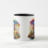 Cute Elephant with Rainbow Umbrella Coffee Mug Tasse (Zentrum)