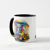 Cute Elephant with Rainbow Umbrella Coffee Mug Tasse (Vorderseite Links)