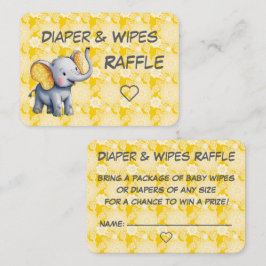 Cute Elephant with Yellow Polka Dots Baby Raffle Begleitkarte