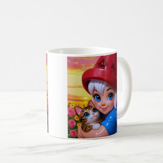Cute Elf Cat Kaffeetasse (VorderseiteRechts)