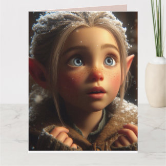 CUTE ELF GIRL CHRISTMAS GREETING CARD KARTE