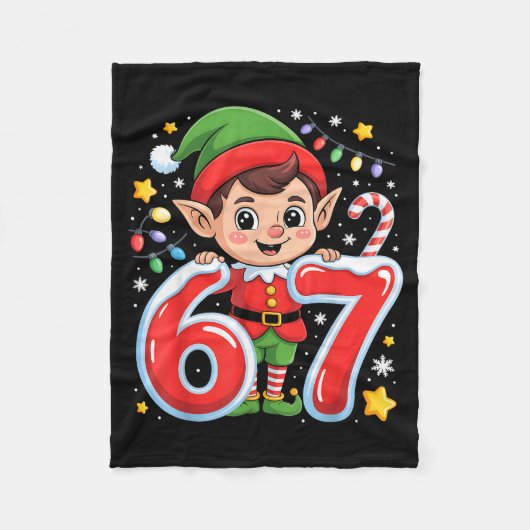 Cute Elf Six Seven 6 7 Meme Funny Christmas Costum Fleecedecke (Vorderseite)