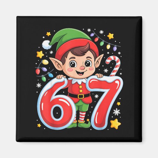 Cute Elf Six Seven 6 7 Meme Funny Christmas Costum Magnet (Vorne)