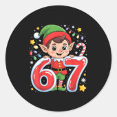 Cute Elf Six Seven 6 7 Meme Funny Christmas Costum Runder Aufkleber (Vorderseite)