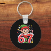 Cute Elf Six Seven 6 7 Meme Funny Christmas Costum Schlüsselanhänger (Vorderseite)