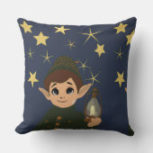 Cute Elf Watcher Square Throw Pillow Starry Night Kissen (Vorderseite)