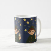 Cute Elf Watcher Starry Night Christmas Mug Kaffeetasse (VorderseiteRechts)