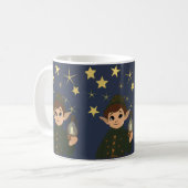 Cute Elf Watcher Starry Night Christmas Mug Kaffeetasse (Vorderseite Links)