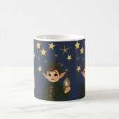 Cute Elf Watcher Starry Night Christmas Mug Kaffeetasse (Mittel)