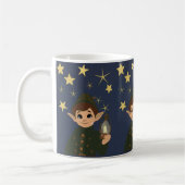 Cute Elf Watcher Starry Night Christmas Mug Kaffeetasse (Links)