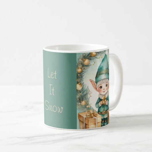 Cute Elf with Christmas Presents Kaffeetasse (VorderseiteRechts)