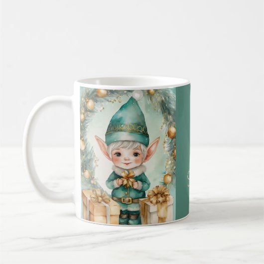 Cute Elf with Christmas Presents  Kaffeetasse (Links)