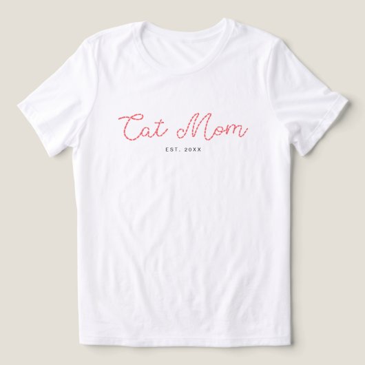 Cute Embroidered Cat Lover Mom Add Your Text Tri-Blend Shirt (Design Vorderseite)