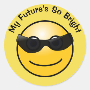 Cute Emoji mit Sonnenbrille Meine Zukunft ist so h Runder Aufkleber