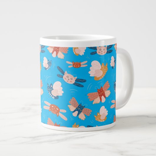 Cute-Engelchen-Muster Jumbo-Tasse (Vorderseite Rechts)