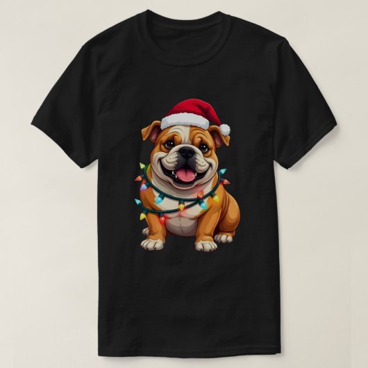 Cute English Bulldog Christmas Santa Pet Dog Lover T-Shirt (Design vorne)
