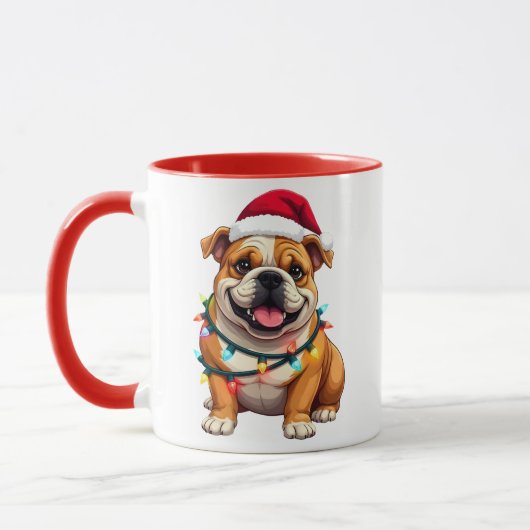 Cute English Bulldog Christmas Santa Pet Dog Lover Tasse (Links)