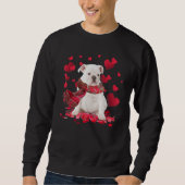 Cute English Bulldog Hearts Dog Scarf Valentine's Sweatshirt (Vorderseite)