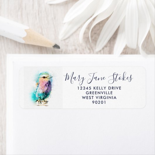 cute envelope RETURN ADDRESS watercolor bird  (Insitu)