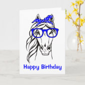 Cute Equestrian Blue Western Funny Horse Birthday Karte (Gelbe Blume)