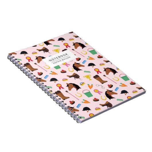 Cute Equestrian Pattern Personalised Notebook Notizblock (Rechte Seite)
