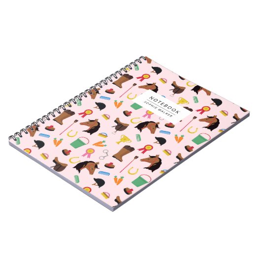 Cute Equestrian Pattern Personalised Notebook Notizblock (Linke Seite)