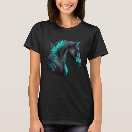 Cute Equestrian Turquoise Horse Love Horseback Rid T-Shirt (Vorderseite)