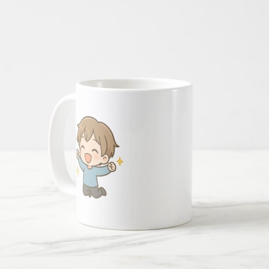 Cute Excited Chibi Daily Mood Mug Kaffeetasse (Vorderseite Links)