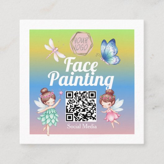 Cute Fairies Facepainter Artist  Quadratische Visitenkarte (Vorderseite)