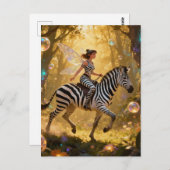 Cute Fairy and her Zebra Postkarte (Vorne/Hinten)