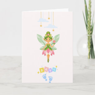 Cute Fairy Baby Shower Card - Welcome Baby Girl Bo Karte