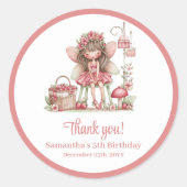 Cute Fairy Blush Flowers Girl Birthday Party Runder Aufkleber (Vorderseite)