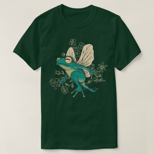 Cute Fairy Frog with Wings and Floral Elements  T-Shirt (Design vorne)