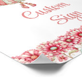 Cute Fairy Girl Blush Floral Birthday Custom Sign Poster (Ecke)