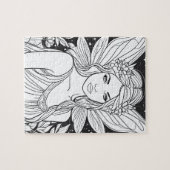 Cute Fairy in Forest Black & White Coloring Puzzle (Horizontal)