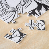 Cute Fairy in Forest Black & White Coloring Puzzle (Seite)