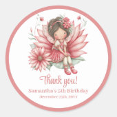Cute Fairy Magical Floral Girl Birthday Stickers (Vorderseite)