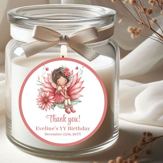 Cute Fairy Magical Floral Girl Birthday Stickers