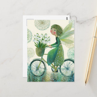 Cute Fairy on a bike Postkarte
