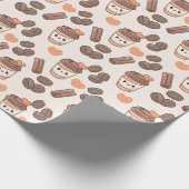 Cute Fall Coffee Beans & Cups Pattern Geschenkpapier (Ecke)