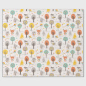 Cute Fall Forest animals with kites and trees Geschenkpapier (Flach)