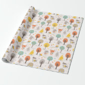 Cute Fall Forest animals with kites and trees Geschenkpapier (Ungerollt)