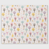 Cute Fall Forest animals with kites and trees Geschenkpapier (Flach)