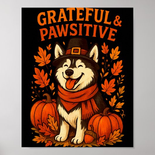 Cute Fall Pumpkin Autumn Dog Lover Tee  Poster (Vorne)